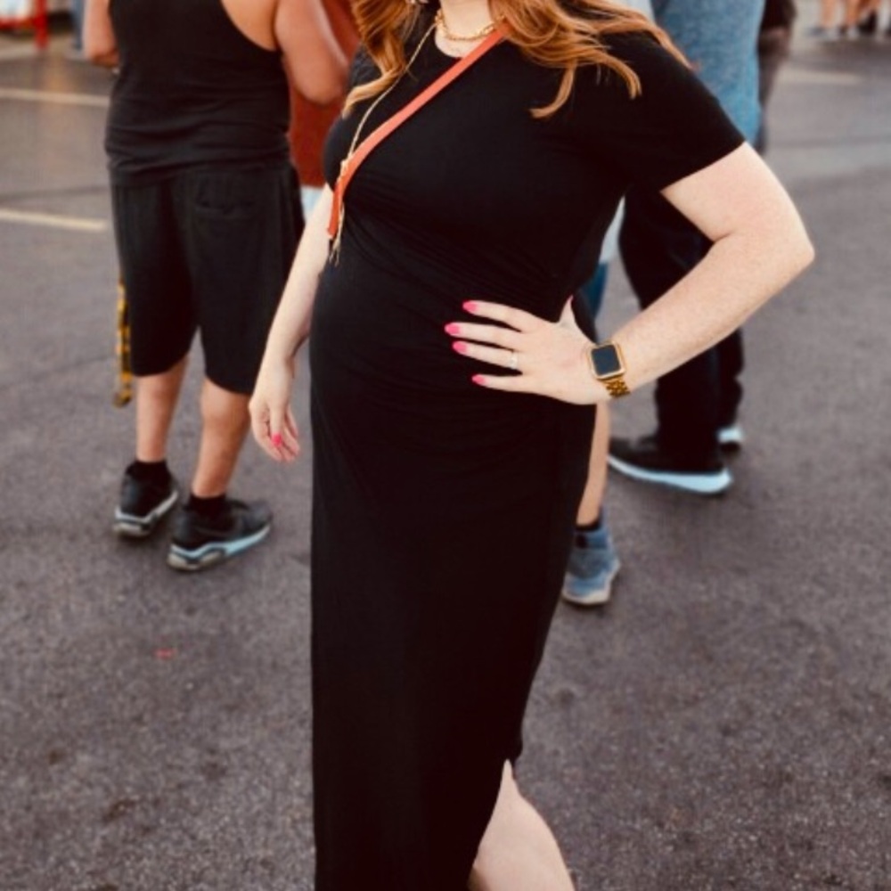 Black Long Maternity T-Shirt Dress